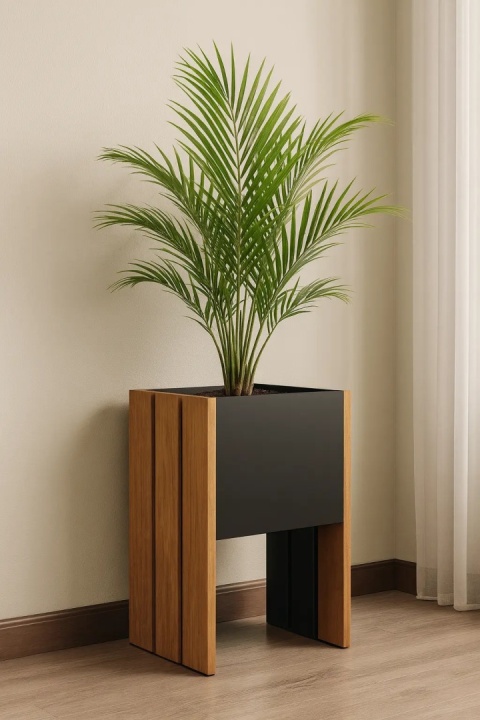 Donica drewniana metalowa do ogrodu, biura, pokoju 40x42x61cm