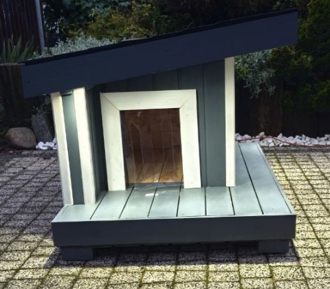 Buda dla małego psa nowoczesna ocieplana