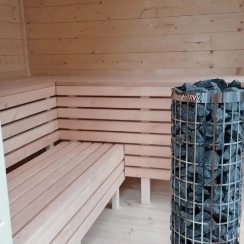 SAUNA zewnętrzna OGRODOWA 2,5x2,5 m Ocieplona +Piec + Witryna