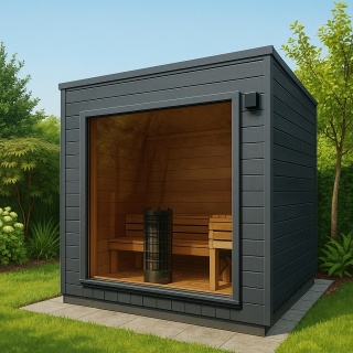 SAUNA zewnętrzna OGRODOWA Olaya 1 2,5x2,3 m Ocieplona +Piec + Witryna