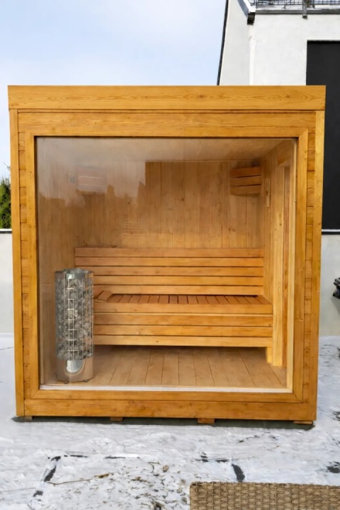 SAUNA zewnętrzna OGRODOWA Olaya 3 2,3x2,0 m Ocieplona +Piec + Witryna